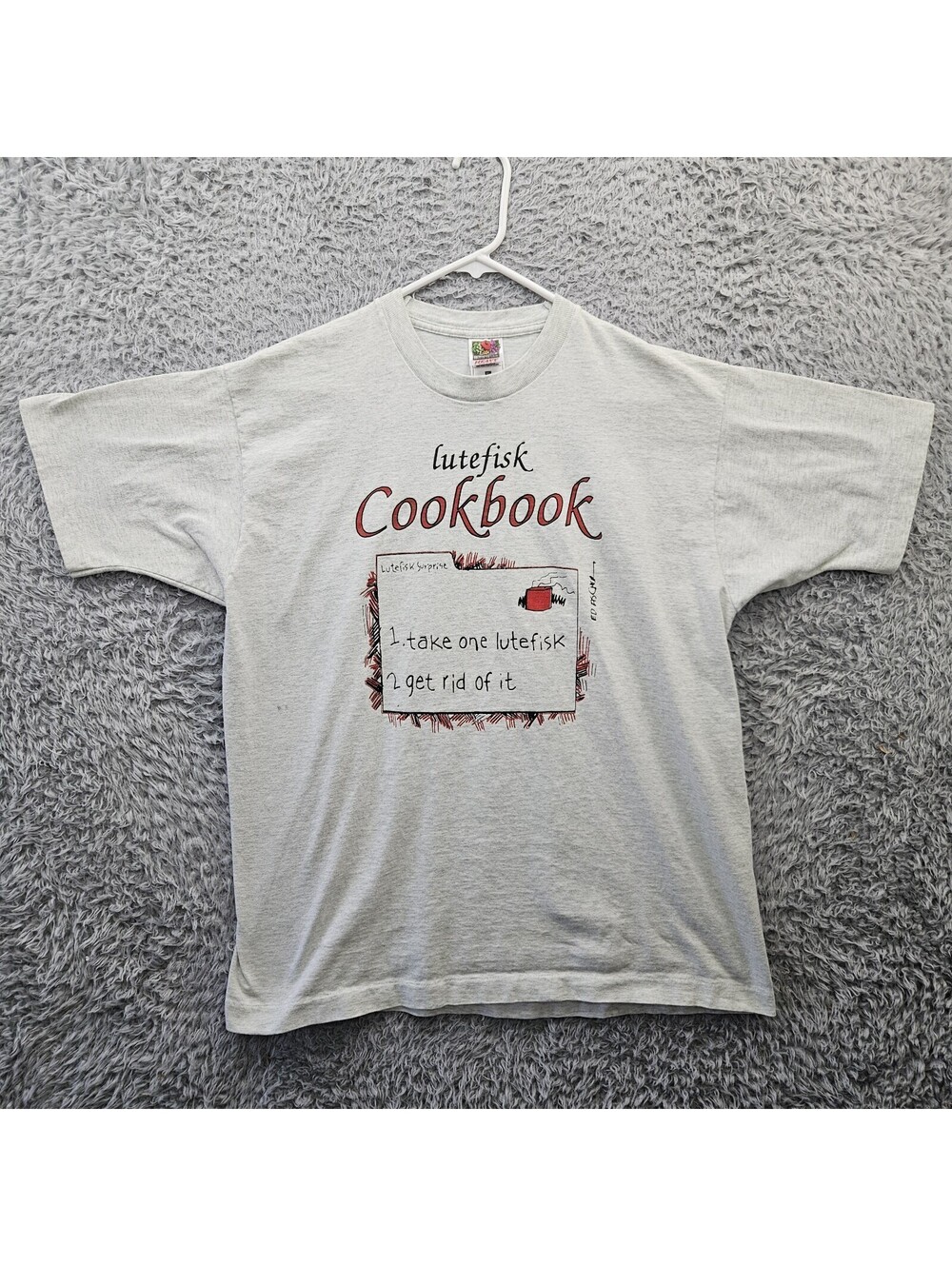 Lutefisk Funny Vintage 90's T Shirt Norwegian Swedish Single Stitch XL *Small St